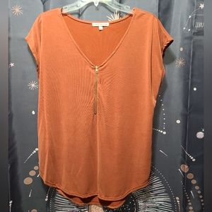 Green Envelope Rust zip top blouse large